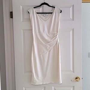 Diane Von Furstenberg Ponte Shift Dress Women's 8 Cream White Lined